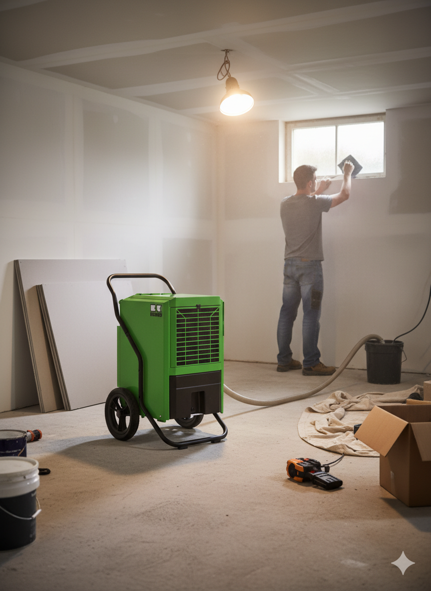 Commercial dehumidifier on construction site